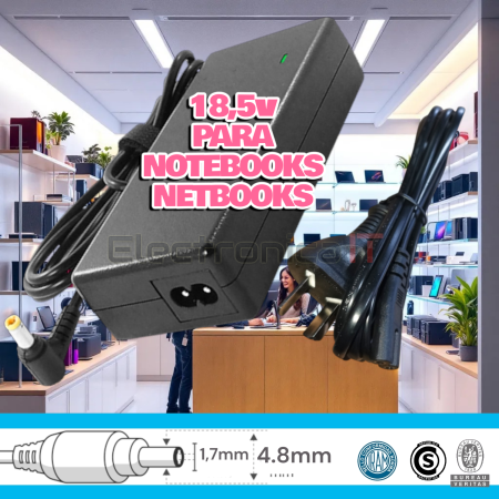 CARGADOR FUENTE ORIGINAL HP 18,5V 65W 3,5A HUECO 4.8X1.7MM
